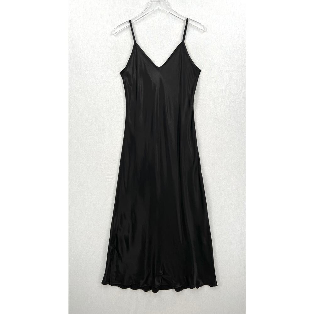 ENZA COSTA Dress Womens Medium 2 Black Satin Bias Slip Maxi Spaghetti Strap NEW - Picture 4 of 16